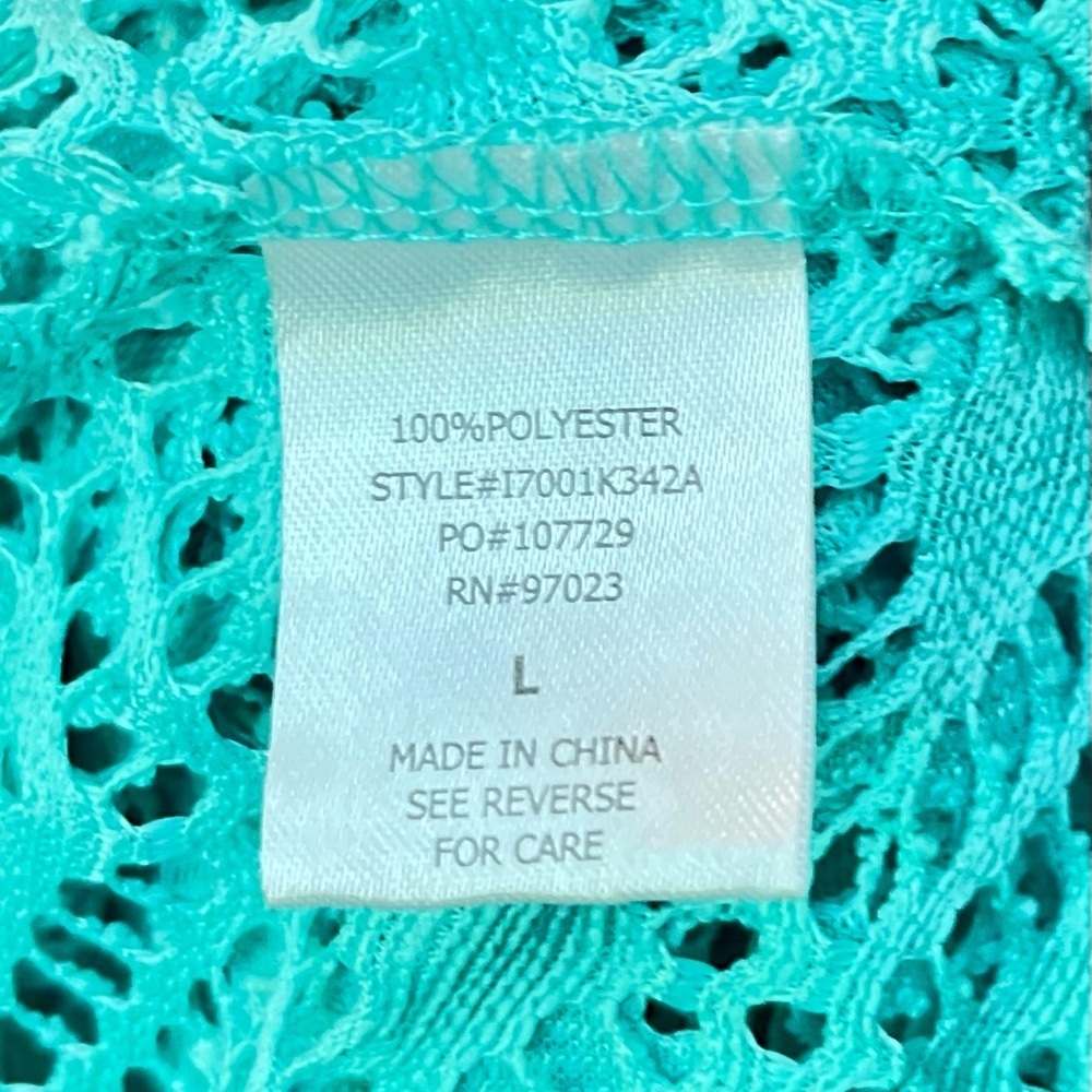 Turquoise Crochet Swimsuit Cover-Up Dress Size Large - Picture 5 of 5